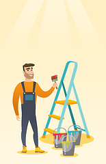 Image showing Painter with paint brush vector illustration.