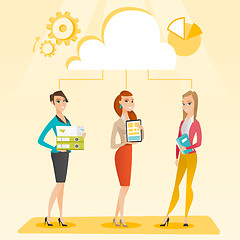 Image showing Business women and cloud computing technologies.