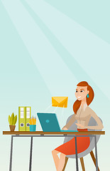 Image showing Business woman receiving or sending email.