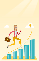 Image showing Business woman standing on growth graph.