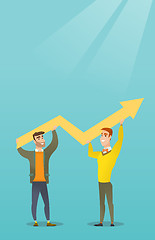 Image showing Two businessmen holding growth graph.