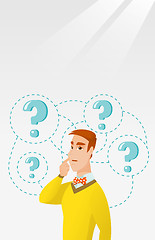 Image showing Young business man thinking vector illustration.