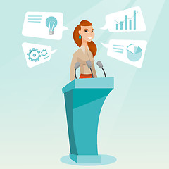 Image showing Business woman giving speech at business seminar.