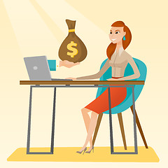 Image showing Businesswoman earning money from online business.