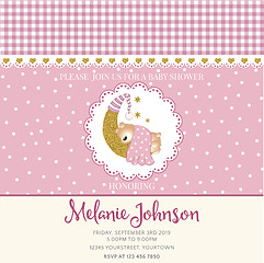 Image showing Lovely baby shower card template with golden glittering details