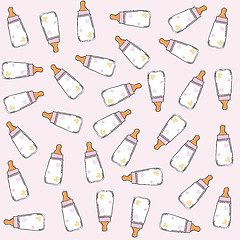 Image showing pink seamless pattern with milk bottles