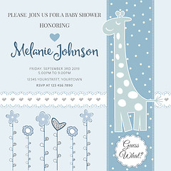 Image showing Lovely baby shower card template with silver glittering details