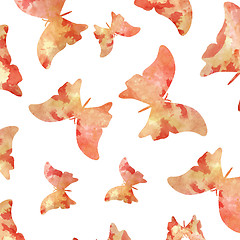 Image showing Seamless watercolor butterflies pattern