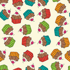 Image showing sweet seamless cupcakes pattern