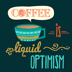 Image showing Retro background with coffee quote and golden glittering details