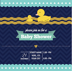 Image showing Lovely baby shower card template with golden glittering details