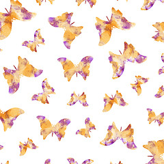 Image showing Seamless watercolor butterflies pattern