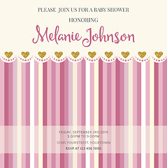 Image showing Lovely baby shower card template with golden glittering details