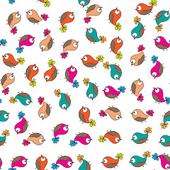 Image showing doodle birds seamless pattern