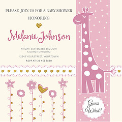 Image showing Lovely baby shower card template with golden glittering details