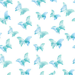 Image showing Seamless watercolor butterflies pattern