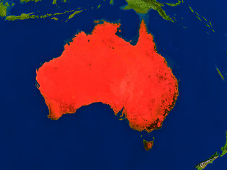 Image showing Australia from space in red