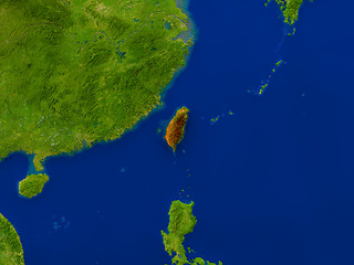 Image showing Taiwan from space in red
