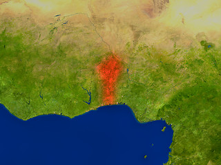 Image showing Benin from space in red
