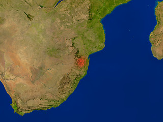 Image showing Swaziland from space in red