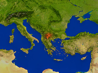 Image showing Macedonia from space in red