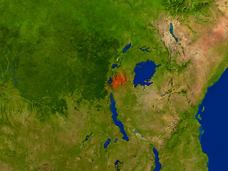 Image showing Rwanda from space in red