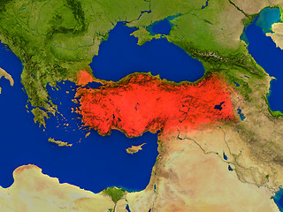 Image showing Turkey from space in red