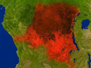 Image showing Democratic Republic of Congo from space in red