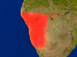 Image showing Namibia from space in red