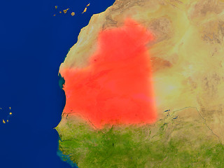 Image showing Mauritania from space in red