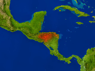 Image showing Honduras from space in red