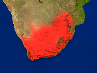 Image showing South Africa from space in red