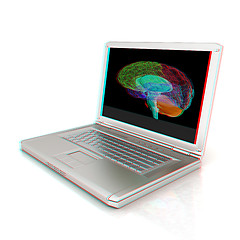 Image showing creative three-dimensional model of  human brain scan on a digit