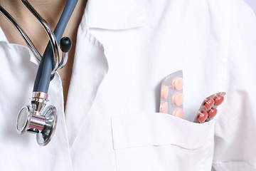 Image showing Portrait of a young doctor with stethoscope.