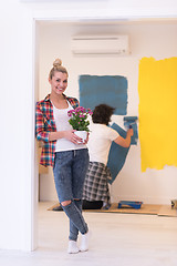 Image showing happy young couple doing home renovations