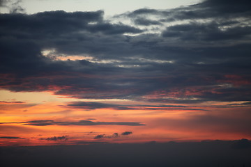 Image showing Dramatic red sunset 