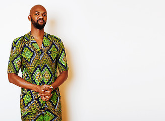 Image showing portrait of young handsome african man wearing bright green nati