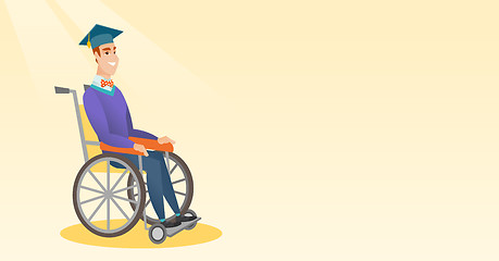 Image showing Graduate sitting in wheelchair vector illustration