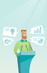 Image showing Businessman giving speech at business seminar.