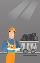 Image showing Miner checking documents vector illustration.