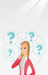 Image showing Young business woman thinking vector illustration.