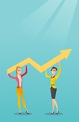 Image showing Two business women holding growth graph.