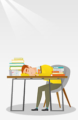 Image showing Student sleeping at the desk with book.