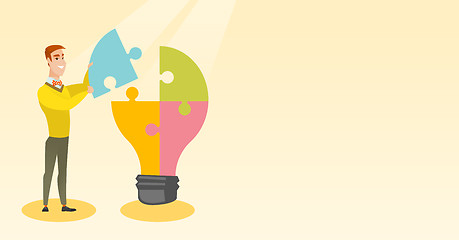 Image showing Student with idea lightbulb vector illustration.