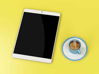 Image showing Tablet and coffee cup