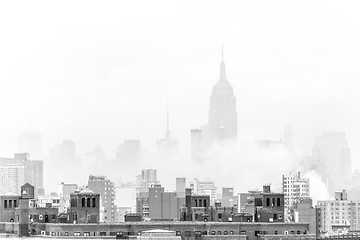 Image showing Misty New York City Manhattan skyline with Empire State Building.