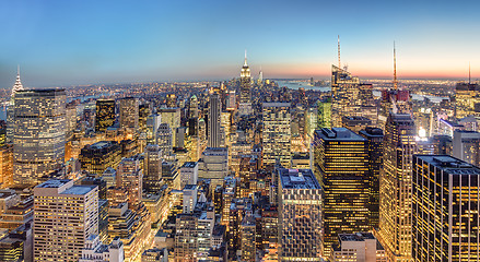 Image showing New York City Manhattan downtown skyline.