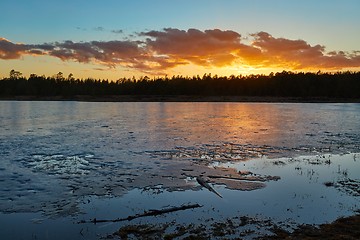 Image showing Lakeside Sunset Landscape