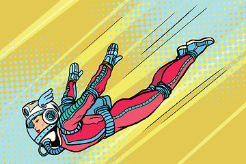 Image showing woman superhero flying in a futuristic space suit