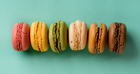 Image showing Macarons in a row